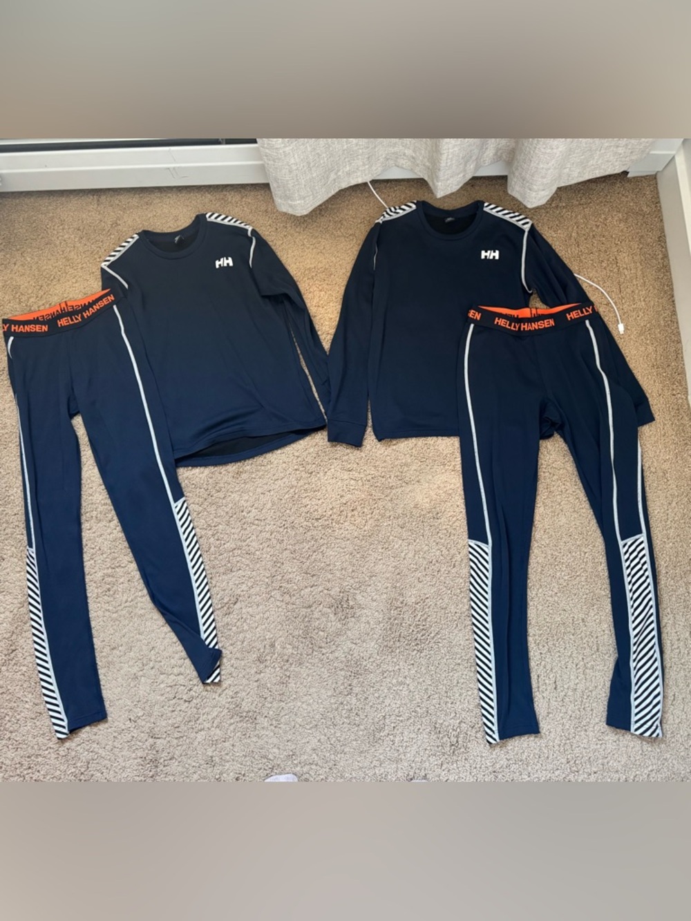 Helly Hansen Black Base Layer Set with Orange Branding 2 sets